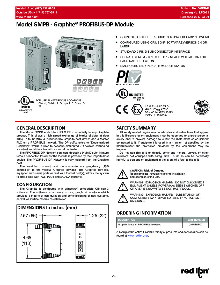 First Page Image of GMPBDP00 Product Manual.pdf